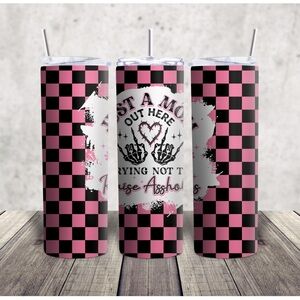 Checkered Pink and Black Tumbler